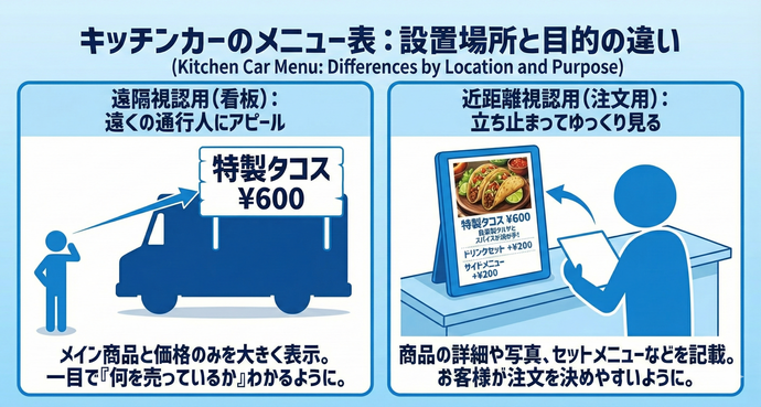 遠隔視認用・近距離視認用の看板の使い分け