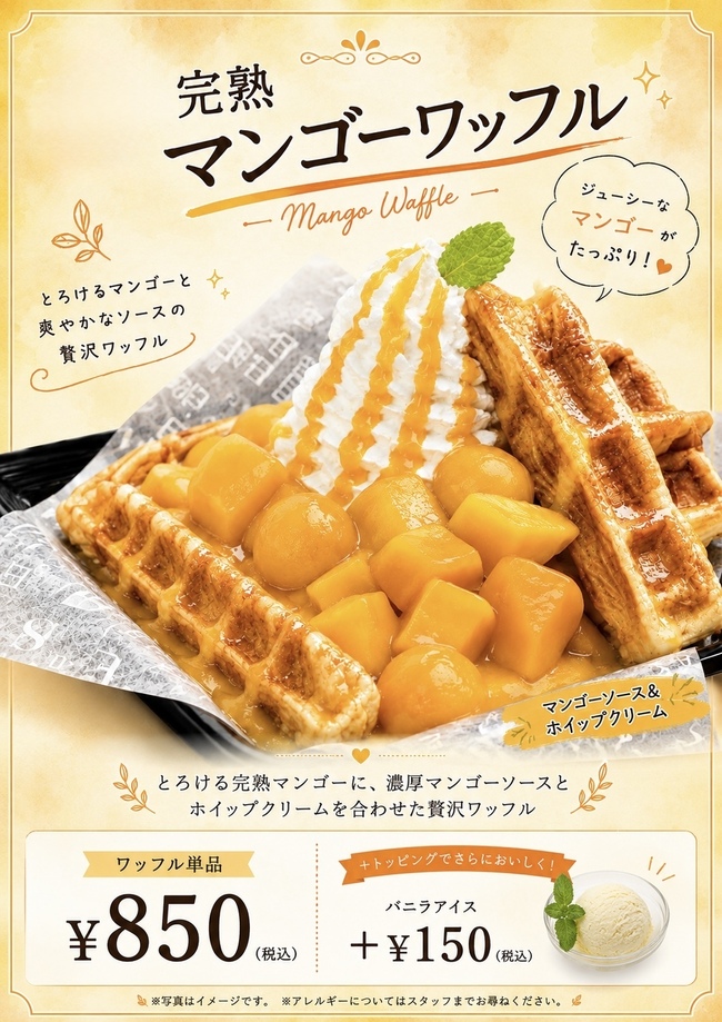 完熟マンゴーワッフル