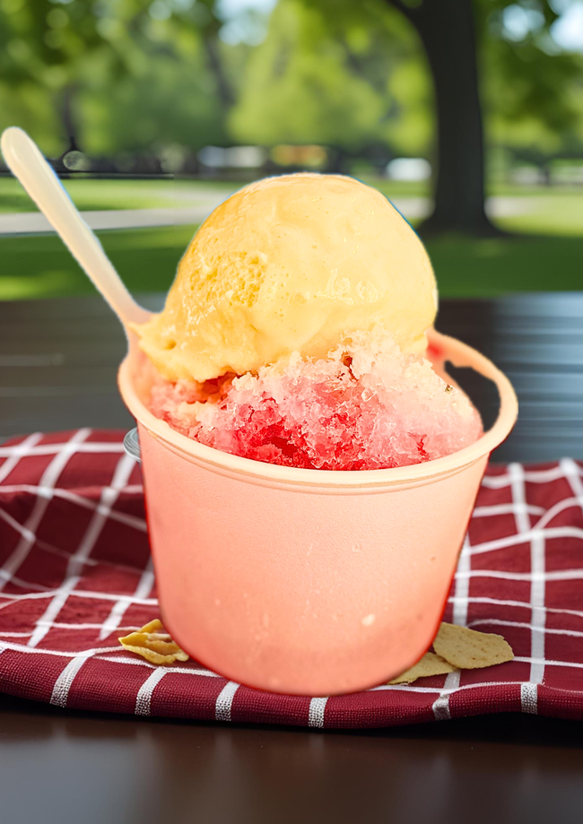 かき氷(ミルクアイスのせ)