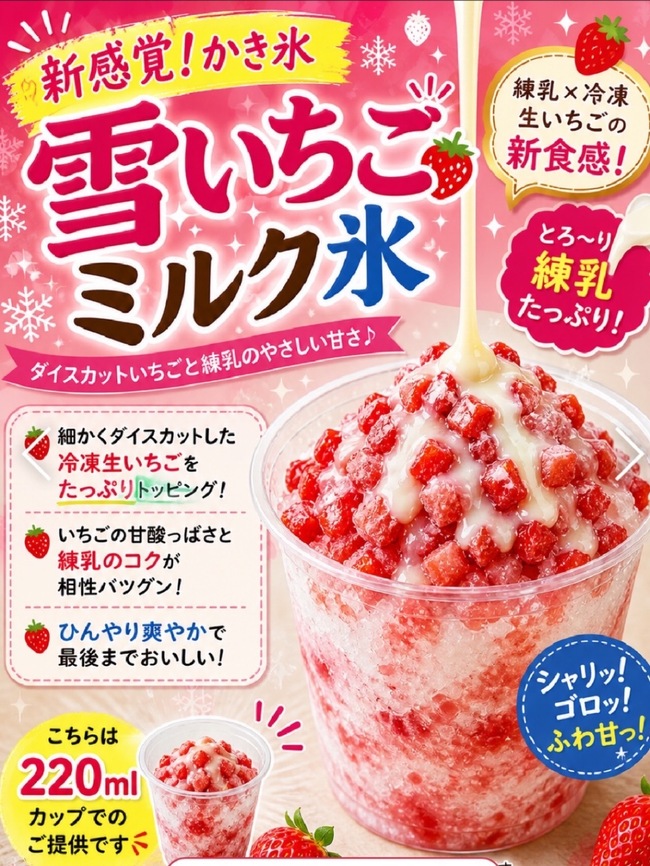 雪いちごミルク氷