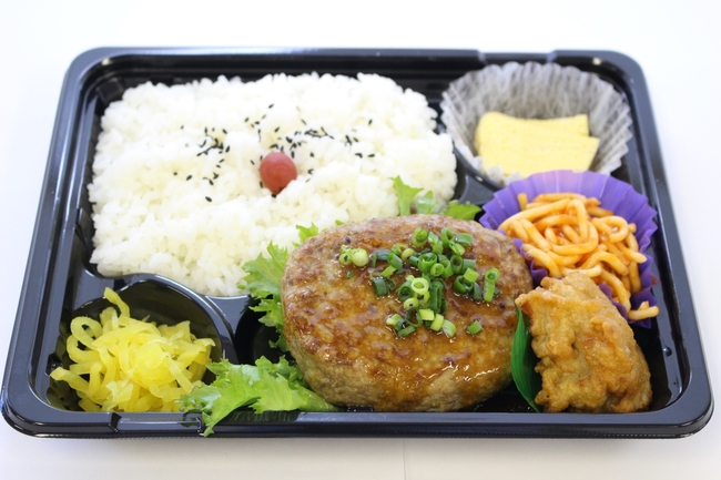 日替わり弁当３種例、ガーリックジャン　ハンバーグ弁当