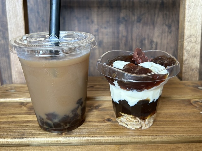 わらび餅、葛バー、わらび餅パフェ、フレッシュジュース