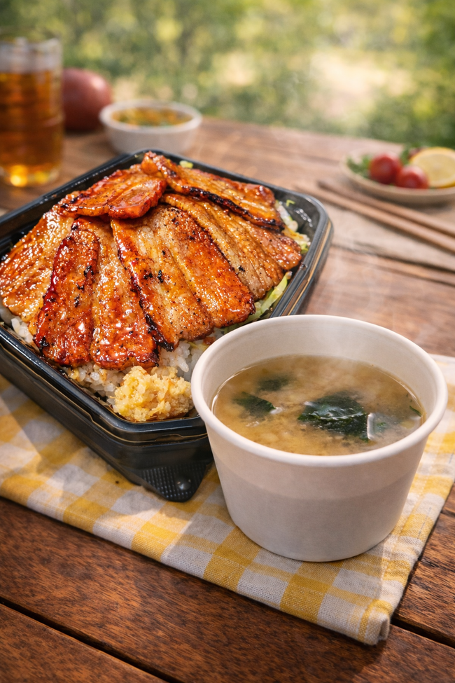 炭火焼き熟成豚丼としじみ汁セット