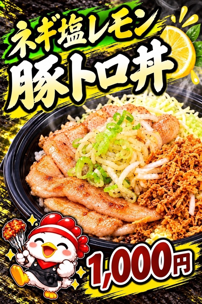 ネギ塩レモン豚トロ丼