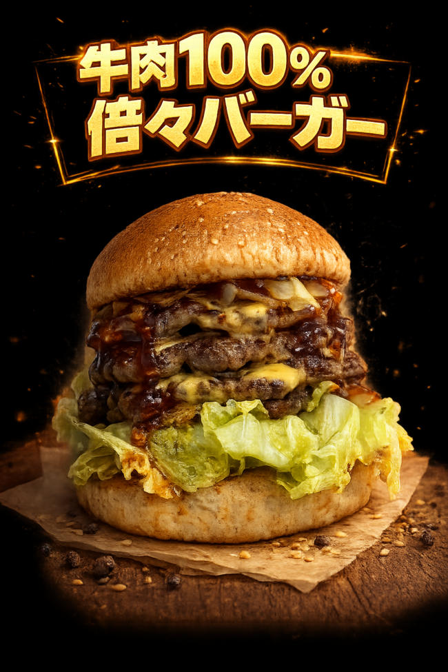 牛肉100%倍々バーガー