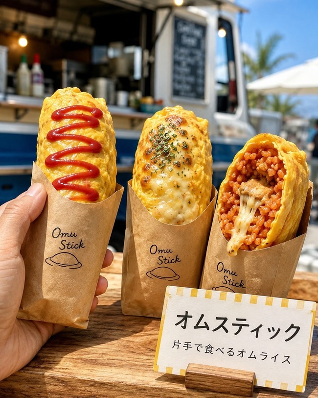 片手で食べるオムライス