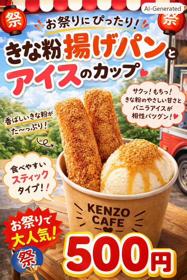 きな粉揚げパンとアイスのカップ