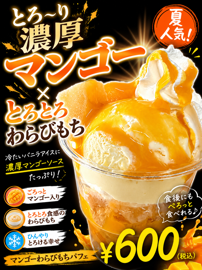 マンゴーわらびもちパフェ