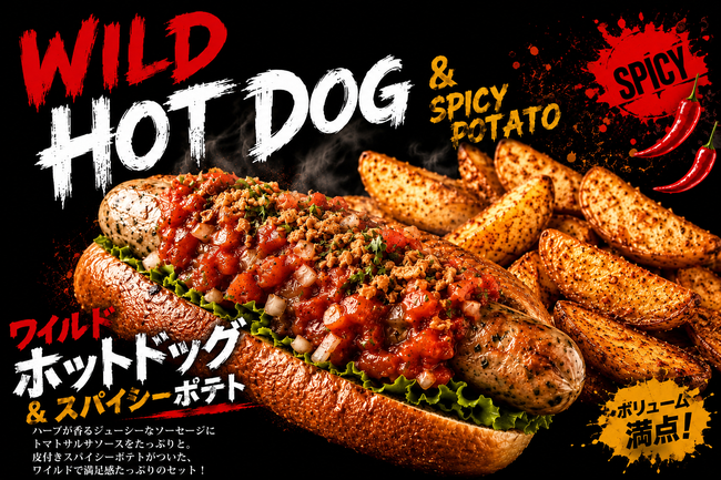 ワイルドメガハーブソーセージホットドッグ
