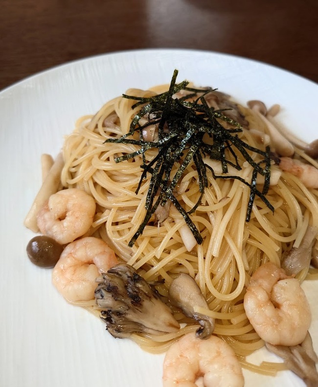 エビときのこの和風パスタ