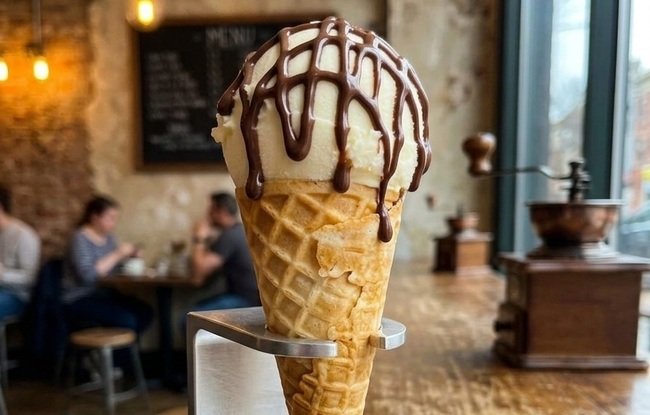 バニラアイスチョコレートソース