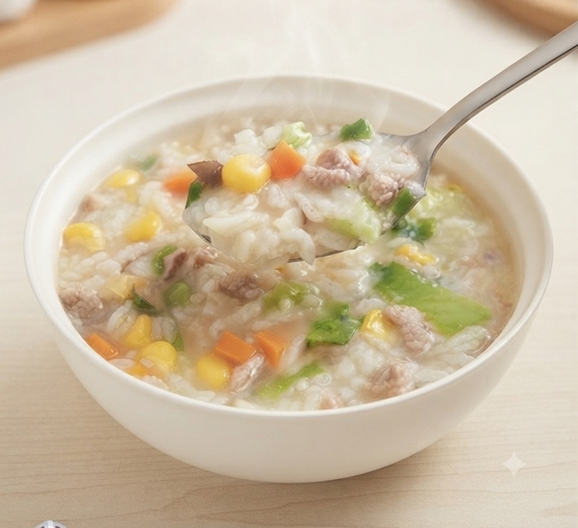 豚肉と野菜のおかゆ