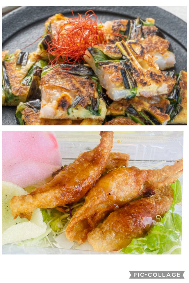 鶏皮餃子＆チヂミ