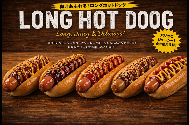 ホットドッグ(ケチャップ&マスタード、BBQ、ガーリック、てりまよ、ヤンニョム、サルサ)