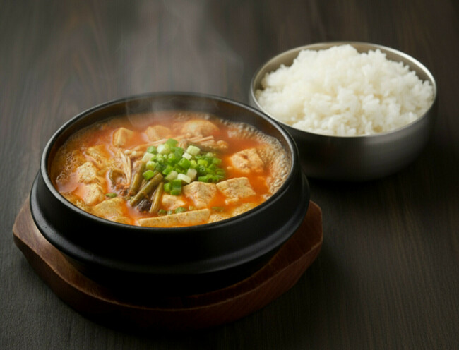 スンドゥブスープ（豆腐＆山菜入り）ご飯付き