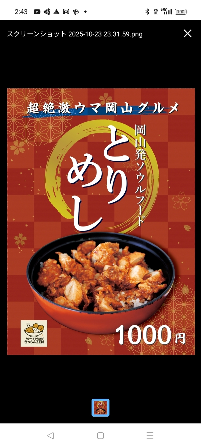 岡山とりめし（唐揚げ丼）