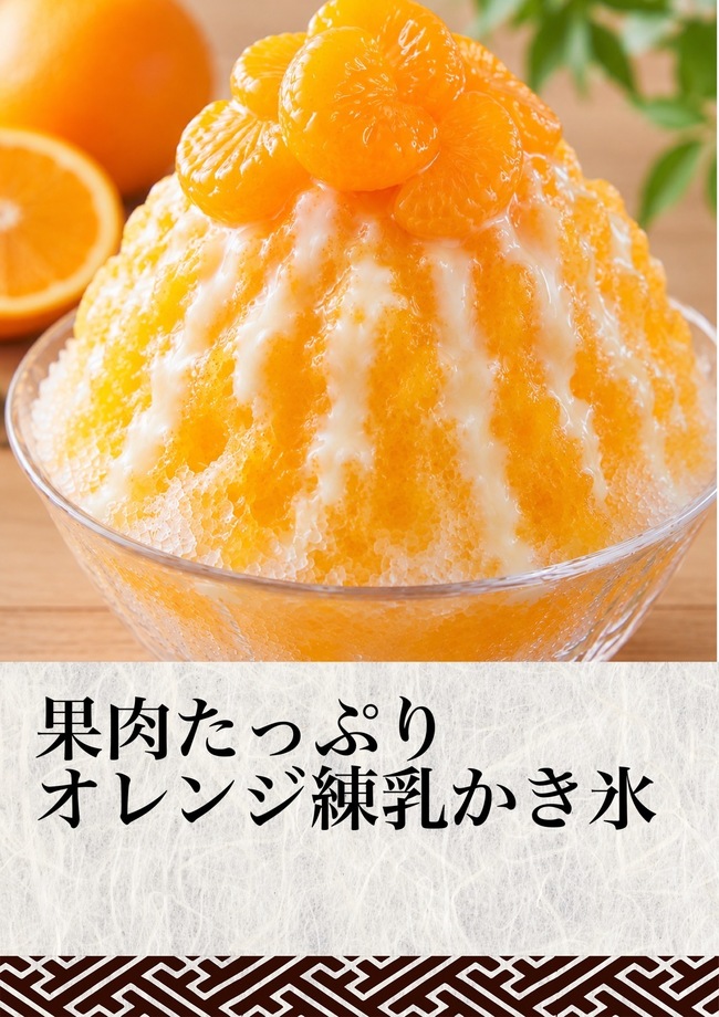 果肉たっぷりかオレンジ練乳かき氷
