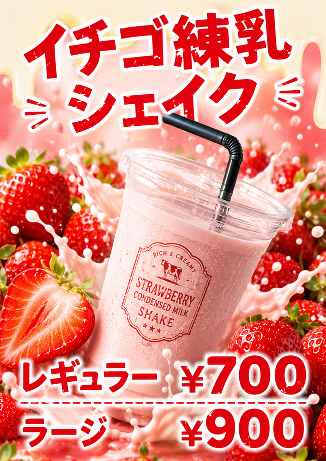 いちご練乳シェイク