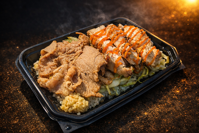 炭火焼き豚肉＆鶏ステーキ丼