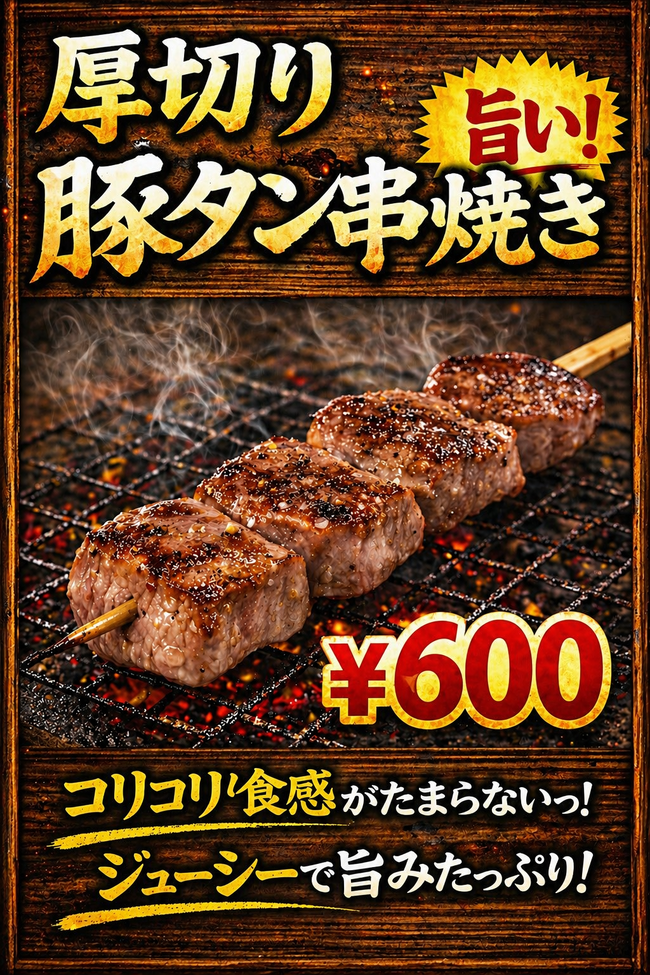 厚切り豚タン串焼き