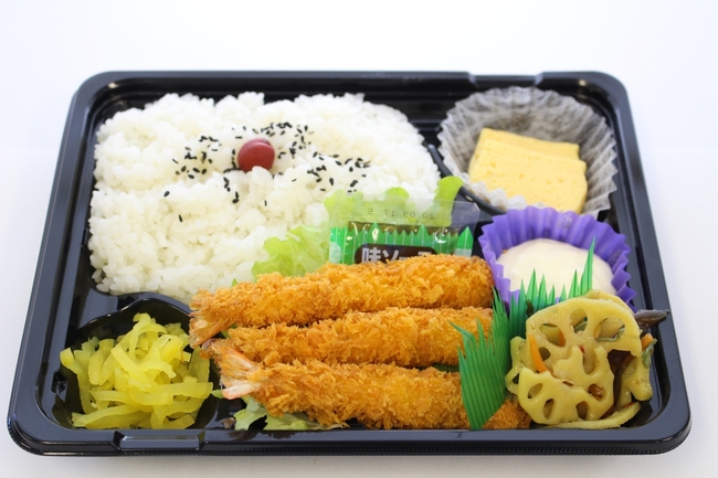 日替わり弁当３種例､エビフライ弁当