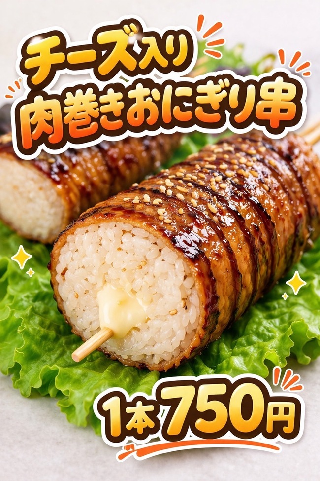 チーズ入り肉巻きおにぎり串