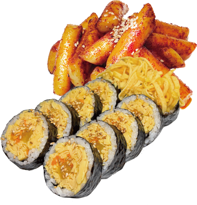 Aランチ　たまご爆弾キンパ＋ホンデキルムトッポッキCUP