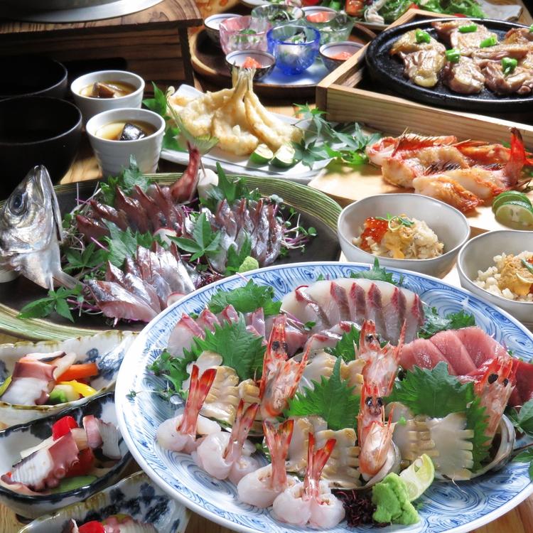 直送鮮魚と冠地鶏のコースは4000円~