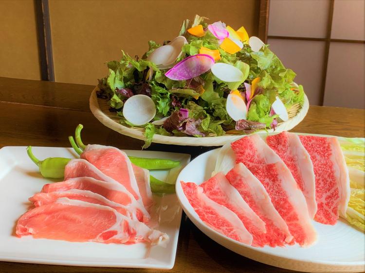 しゃぶしゃぶ(牛肉、豚)と鎌倉野菜