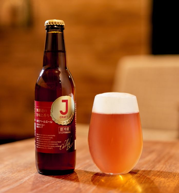 J-CRAFT 毬花ペールエールは、ホップにこだわり、華やかな香りとコクが味わえるビールです!