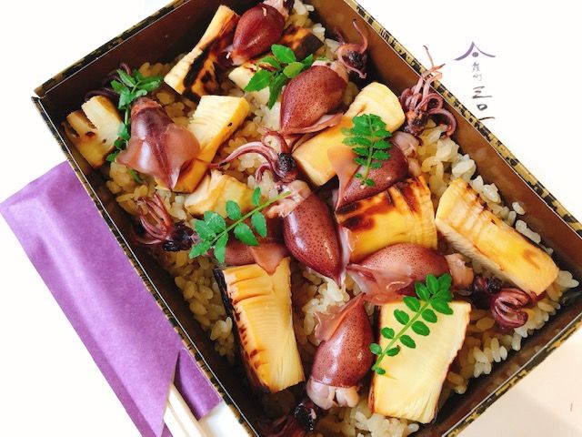 旬のホタルイカと筍のご飯