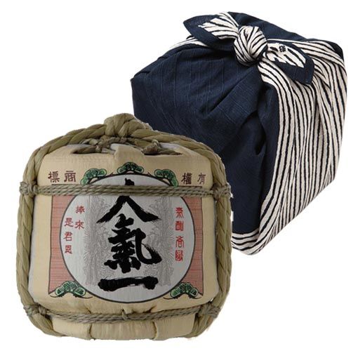 かわいい豆樽の日本酒を「ありがとう」てぬぐいに包んで送ろう