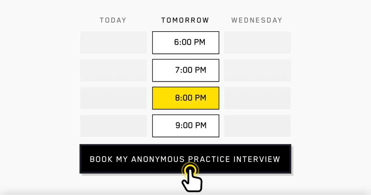 Free, anonymous technical interview practice with engineers from Google, Facebook, and more