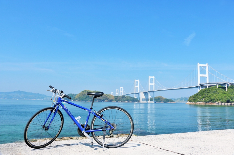 Bike rental store image along the Shimanami Kaido