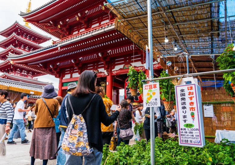 Hozuki-Ichi market at Senso-ji temple, in Asakusa Tokyo