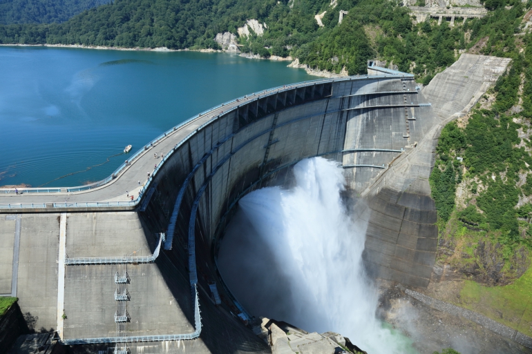 Kurobe Dam discharging its reserves