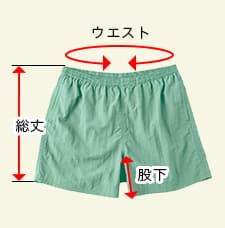 バーサタイルナイロンショーツの測り方画像