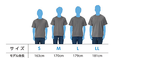 即日スポーツドライTシャツのサイズ別着用写真