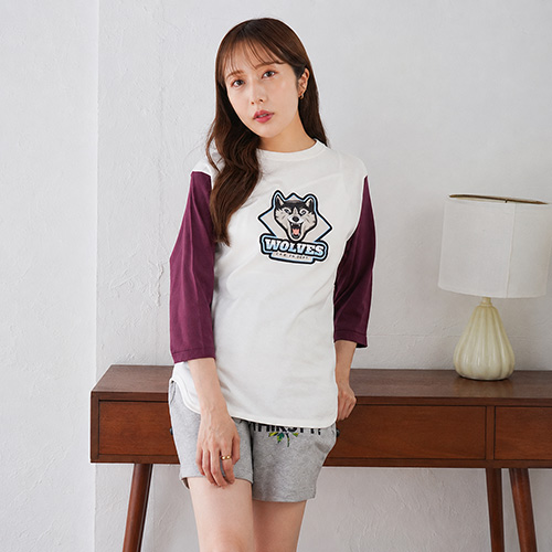 オープンエンド 7分袖ベースボールTシャツ