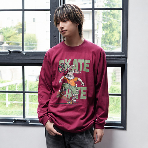 リブ付ロングスリーブTシャツ