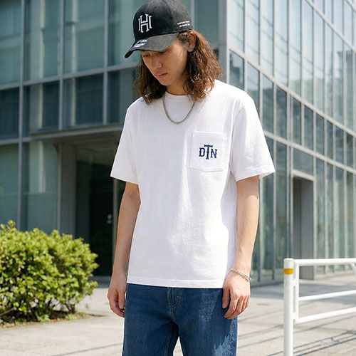 オープンエンドマックスウェイトバインダーネックポケットTシャツ