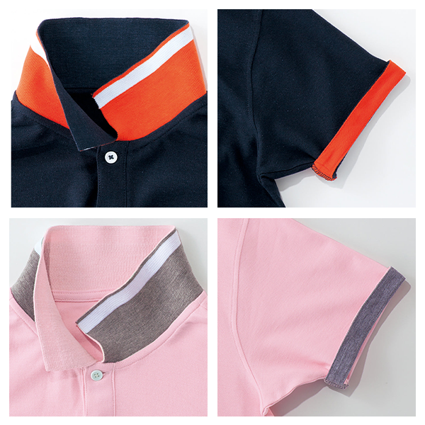 ネイビー、ライトピンクの襟・袖裏カラー