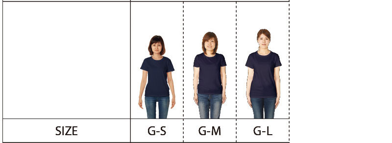 プライムレディースTシャツのサイズ別着用写真
