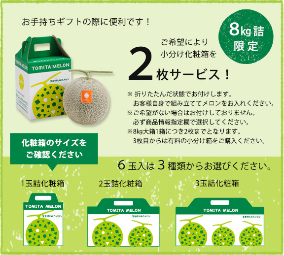 赤肉メロン8kg詰6玉入 | とみたメロンハウス