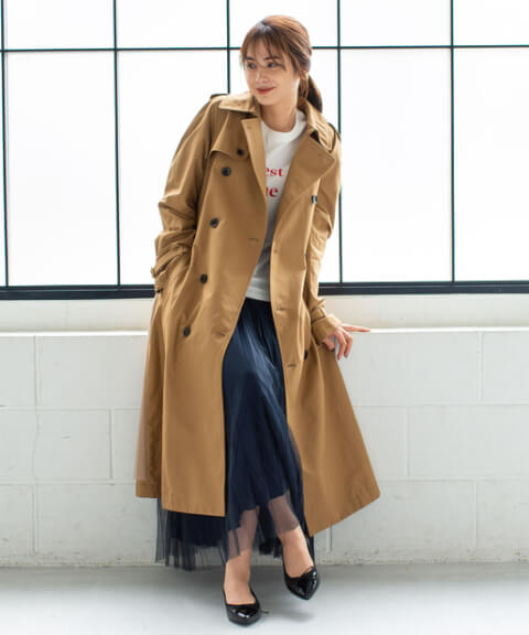 サイズです n2604 フード文字列トレンチコート nab2 レディース服 ブランド