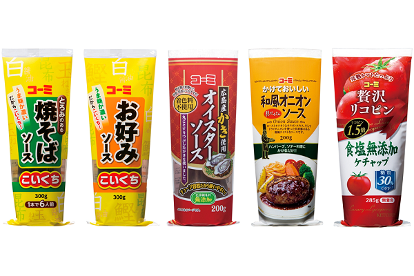 コーミ洋風調味料５点セット（焼そば・お好みソース、贅沢リコピンケチャップなど）