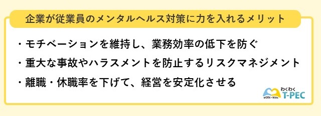 企業が従業員のメンタルヘルス対策に力を入れるメリット
