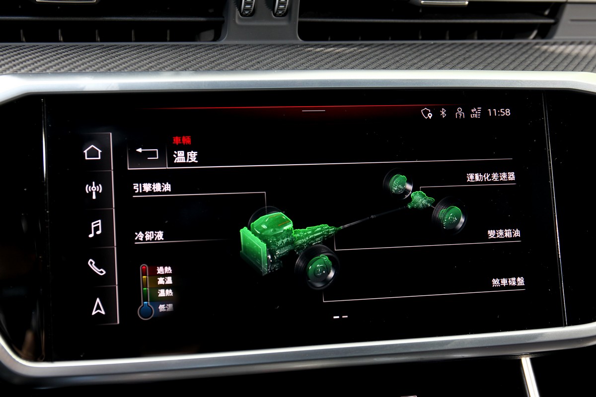 從中控可檢視變速箱油、碟盤、機油、差速器等狀態。