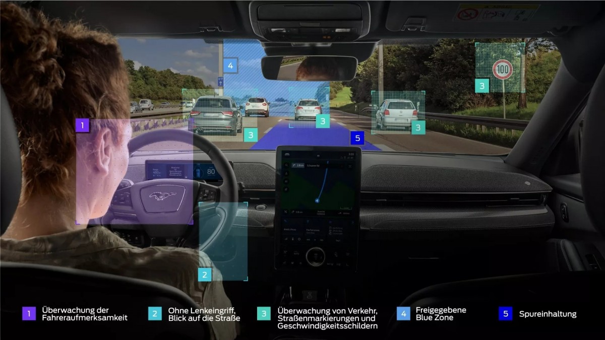 車輛內會配置紅外線攝影機監控駕駛,如果駕駛目光不是在道路上就會被提醒注意路況。