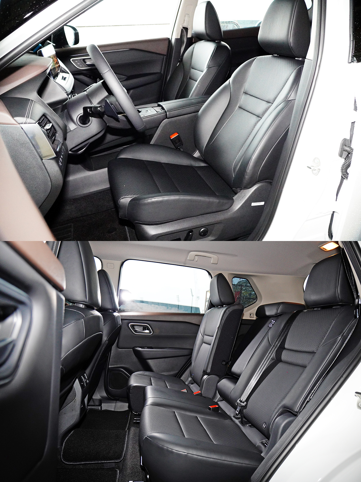 X-Trail輕油電座椅所使用的皮革與e-Power版本的格紋皮椅不同,而2705mm的軸距長度讓車內有著寬裕的空間。